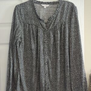 LC Lauren Conrad Black and White Floral Blouse